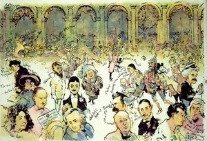 Volti famosi fuori da Florian in Piazza San Marco, Venezia, c.1990 da George Adamson