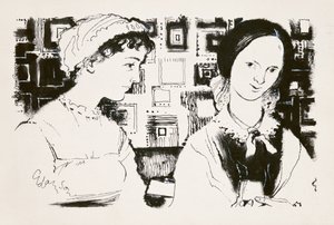 Jane Austen (1775-1817) e Charlotte Bronte (1816-55) - un incontro immaginario da George Adamson