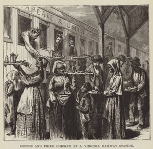 Caffè e pollo fritto in una stazione ferroviaria della Virginia da George Augustus Sala