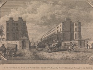 Devonshire Place e Wimpole Street, dalla New Road, St. Mary le Bone da George Barret