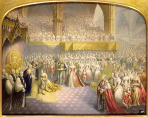 Sua Maestà la Regina Vittoria (1819-1901) riceve il sacramento alla sua incoronazione, 28 giugno 1838