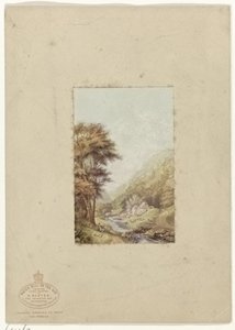 Paesaggio collinare con ruscello da George Baxter