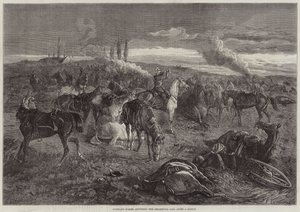 Cavalli senza cavaliere che rispondono alla chiamata del reggimento dopo una battaglia da George Bouverie Goddard