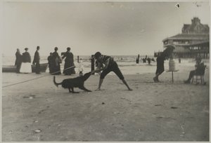 Ragazzo e Cane, Iron Pier, Coney Island, Brooklyn, c.1885 da George Bradford Brainerd