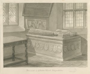 Chiesa di Ellastone - Monumento a Sir John Fleetwood: disegno a seppia, 1841