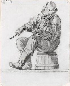 Violinista (studio per The Jolly Flatboatmen) (recto) da George Caleb Bingham