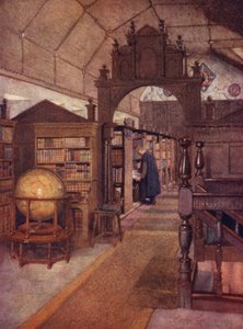 Oxford: Biblioteca di Merton (litografia a colori) da George Carline