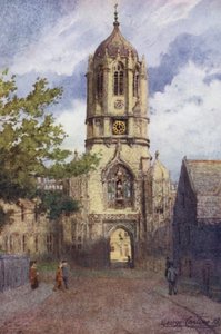 Oxford: Tom Tower, Christ Church (litografia a colori) da George Carline