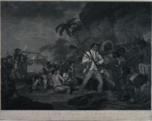 La morte del capitano James Cook per mano degli indiani di Owhyee, una delle Isole Sandwich da George Carter