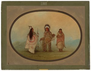 Un Capo Crow, un Guerriero e Sua Moglie da George Catlin
