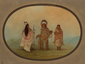 Un capo Crow, un guerriero e sua moglie da George Catlin