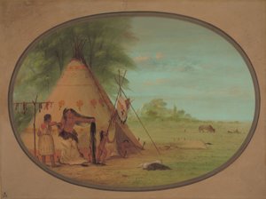 Un capo Crow alla sua toilette da George Catlin