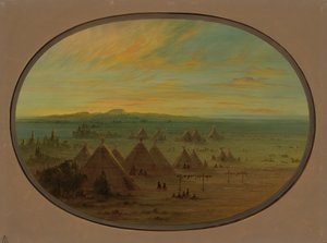 Un villaggio di corvi sul fiume Salmon da George Catlin