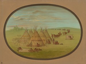 Un piccolo villaggio Sioux, 1861-1869 da George Catlin