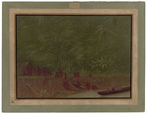 Accampamento Mura - Schizzo di barca da George Catlin