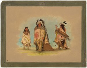 Un Capo Sioux, Sua Figlia e un Guerriero da George Catlin
