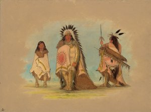 Un capo Sioux, sua figlia e un guerriero da George Catlin