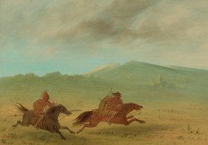 Un indiano Osage che insegue un Camanchee, 1861-1869 da George Catlin