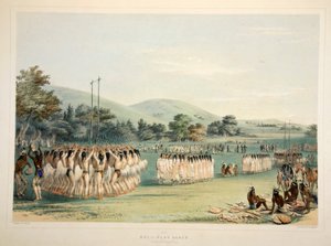 Danza del giocatore di palla, pub. 1845 da George Catlin