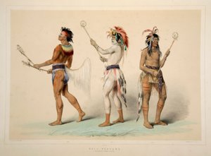Giocatori di palla, pub. 1845 litografia a colori da George Catlin