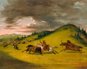 Battaglia tra Sioux e Sac e Fox da George Catlin