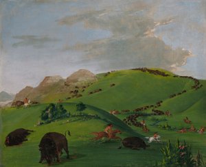 Buffalo Chase, Bocca dello Yellowstone da George Catlin