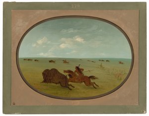 Caccia al Bisonte, Indiani Sioux, Alto Missouri da George Catlin