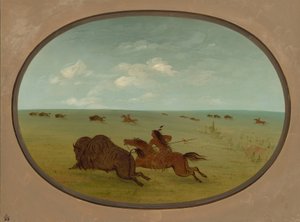 Caccia al bufalo, indiani Sioux, Alto Missouri, 1861-1869 da George Catlin