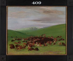 Buffalo Chase, un Surround degli Hidatsa da George Catlin
