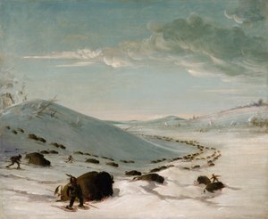Caccia al Bisonte in Inverno, Indiani con Racchette da Neve, 1832-1833