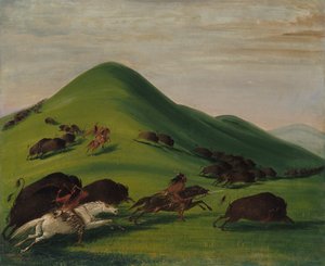 Caccia al bufalo sulle scogliere della prateria, 1832-1833 da George Catlin