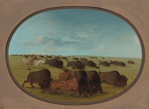 Caccia al bufalo, con incidenti, 1861-1869 da George Catlin