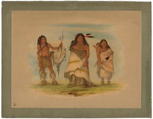 Capo Comanche, sua moglie e un guerriero da George Catlin