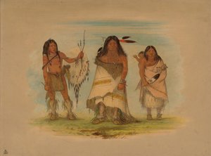 Capo Camanchee, sua moglie e un guerriero, 1861 da George Catlin