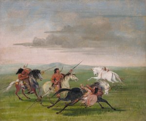 Gesta di equitazione Comanche da George Catlin