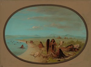 Guerrieri Crow che fanno il bagno, 1861-1869 da George Catlin