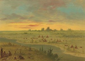 Accampamento degli Indiani Pawnee al Tramonto, 1861-1869 da George Catlin