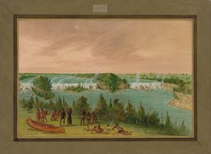 Padre Hennepin e i suoi uomini alle cascate di St. Anthony, 1 maggio 1680, 1847-48 da George Catlin