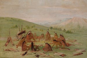 Consiglio di guerra a piedi, Mandan da George Catlin