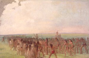 Corsa a piedi dietro il villaggio Mandan, 1832-1833 da George Catlin
