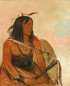 Ish-a-ró-yeh, colui che porta un lupo, un valoroso distinto da George Catlin