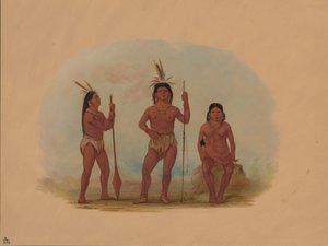 Capo Klahoquaht, sua moglie e suo figlio da George Catlin