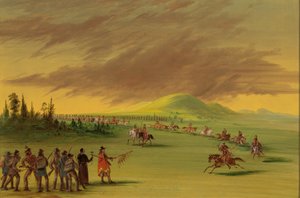 La Salle incontra un gruppo di guerra di indiani Cenis in una prateria del Texas, 25 aprile 1686 da George Catlin