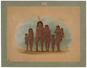 Capo Lengua, le sue due mogli e quattro figli da George Catlin