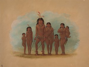 Capo Lengua, le sue due mogli e quattro figli, 1854-1869 da George Catlin
