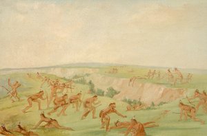 Mandan attaccano un gruppo di Arikara da George Catlin