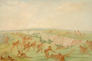 Attacco dei Mandan a un gruppo di Arikara, 1832-1833 da George Catlin