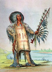 Indiano Mandan Ha-Na-Tah-Muah, capo del lupo da George Catlin