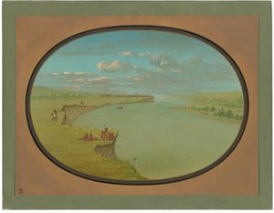 Villaggio Mandan - Una vista distante da George Catlin