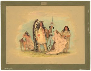 Capo di guerra Mandan con la sua moglie preferita da George Catlin